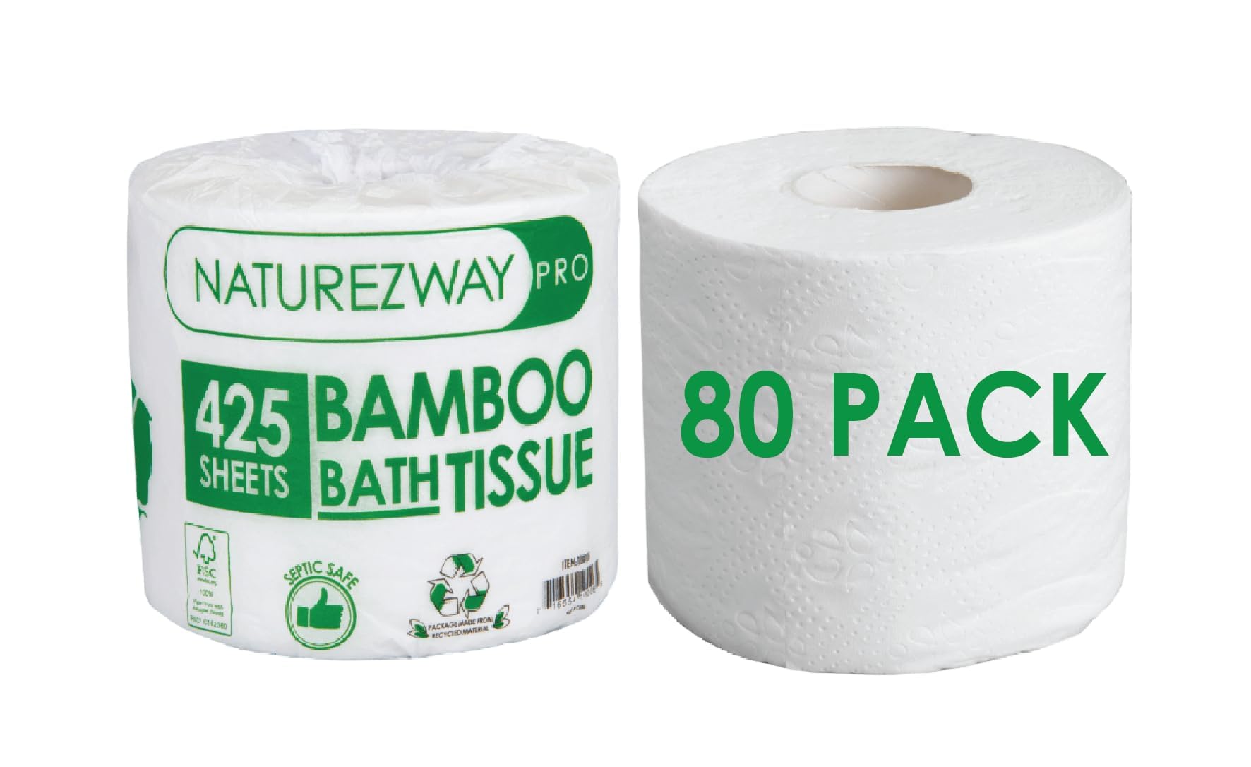 Bath Tissue (80 Pack) 2 PLY - 425 Sheets Per Roll - Septic Safe - Chem Free