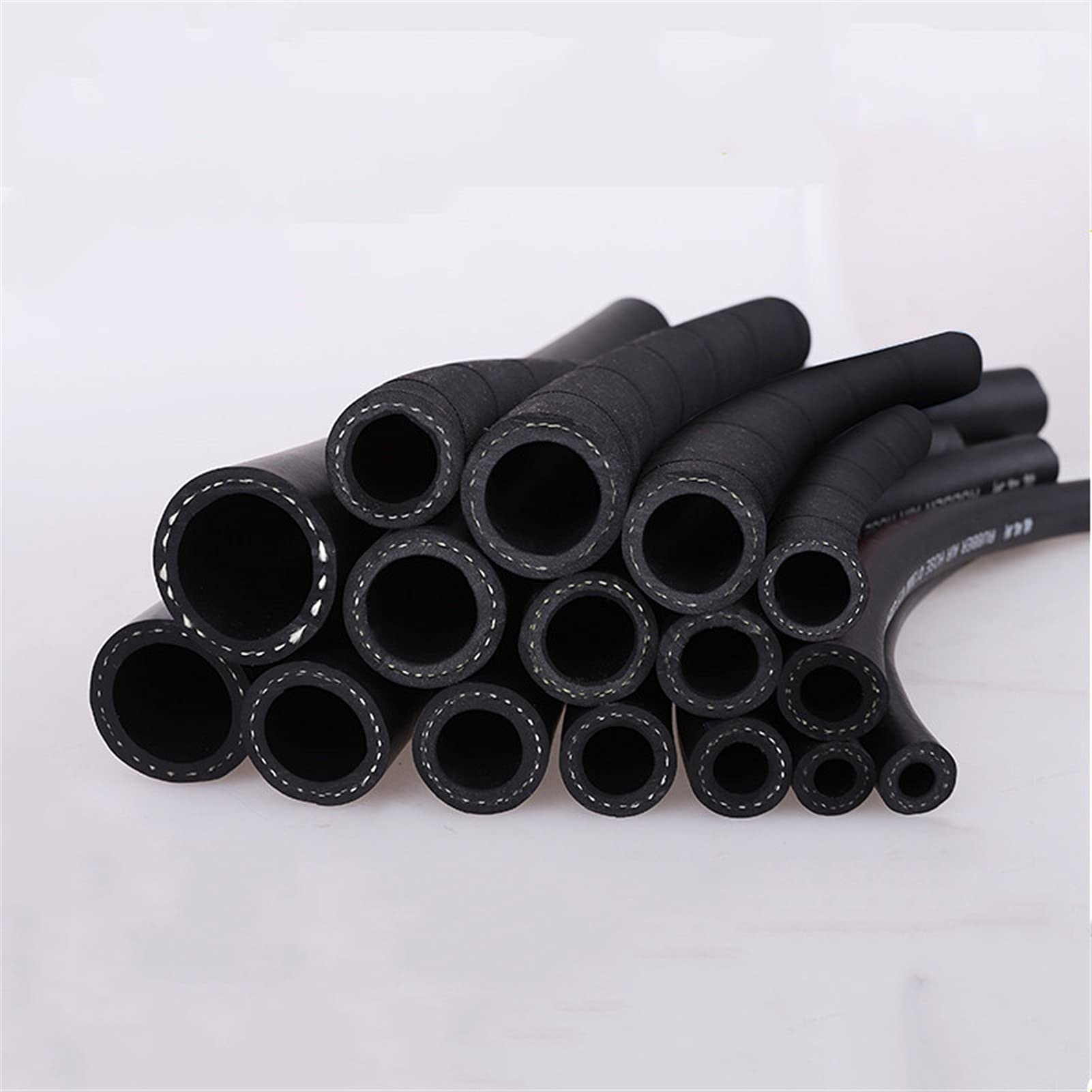 Cqinju-Tubo Flexible de PVC 1M de alta presión del tubo de agua del tubo de 16 mm de goma de alta temperatura resistente al vacío motocicleta del coche camión de Van Fuel Oil Tubería Manguera Negro, A