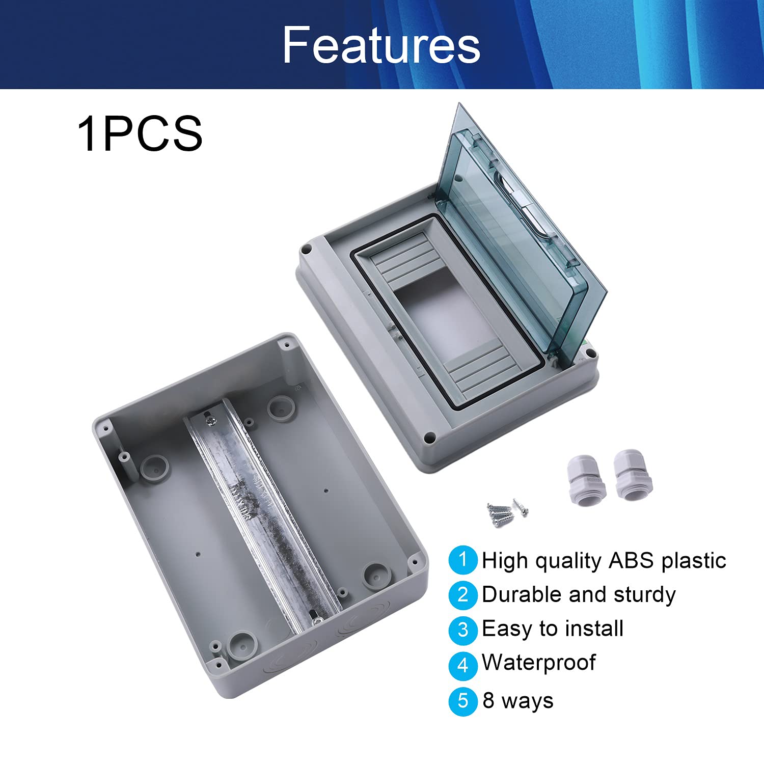 Breaker Box Waterproof ABS Plastic Project Case Transparent Lid Gray for Circuit Breaker Indoor on The Wall 200×155×95mm