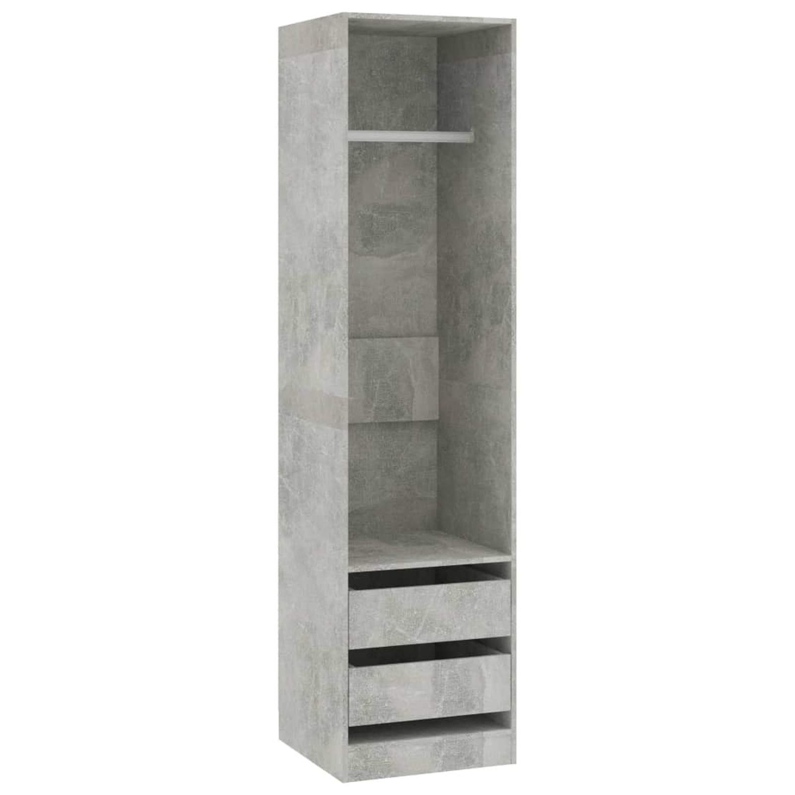 Rantry Mobile Armadio con Cassetti Grigio Cemento 50x50x200 cm in Truciolato, Salvaspazio Armadietto da Esterno, Mobili Esterno Balcone per Soggiorno, Ufficio, Camera da Letto, Bagno