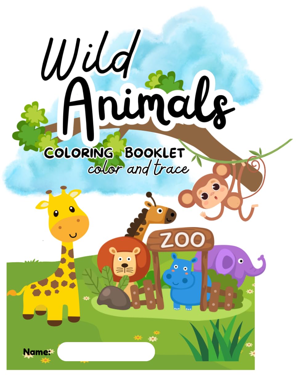Children's Baby Animal Coloring book: Color and Trace