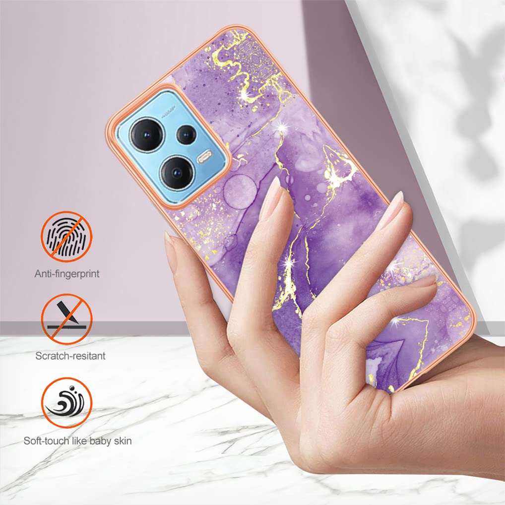 HAOYE Cover Per Xiaomi Redmi Note 12 5G / POCO X5 5G - Custodia Galassia Con Brillantini - Morbida TPU E Retro In Vetro Temperato - Antiurto - 2