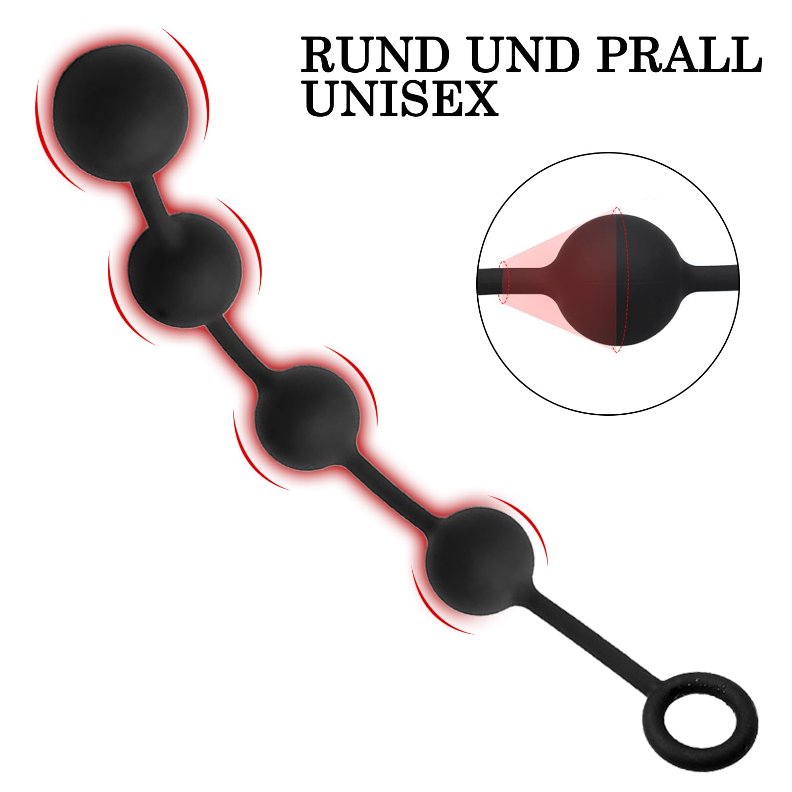 BDSMAGE Tapón Anal de Silicona Extra Largo, Tapón Anal con 4 Bolas, Dilatador Anal Juguete Sexual Erótico para Hombres y Mujeres, Masturbador Juego de Juguetes Anales (L)