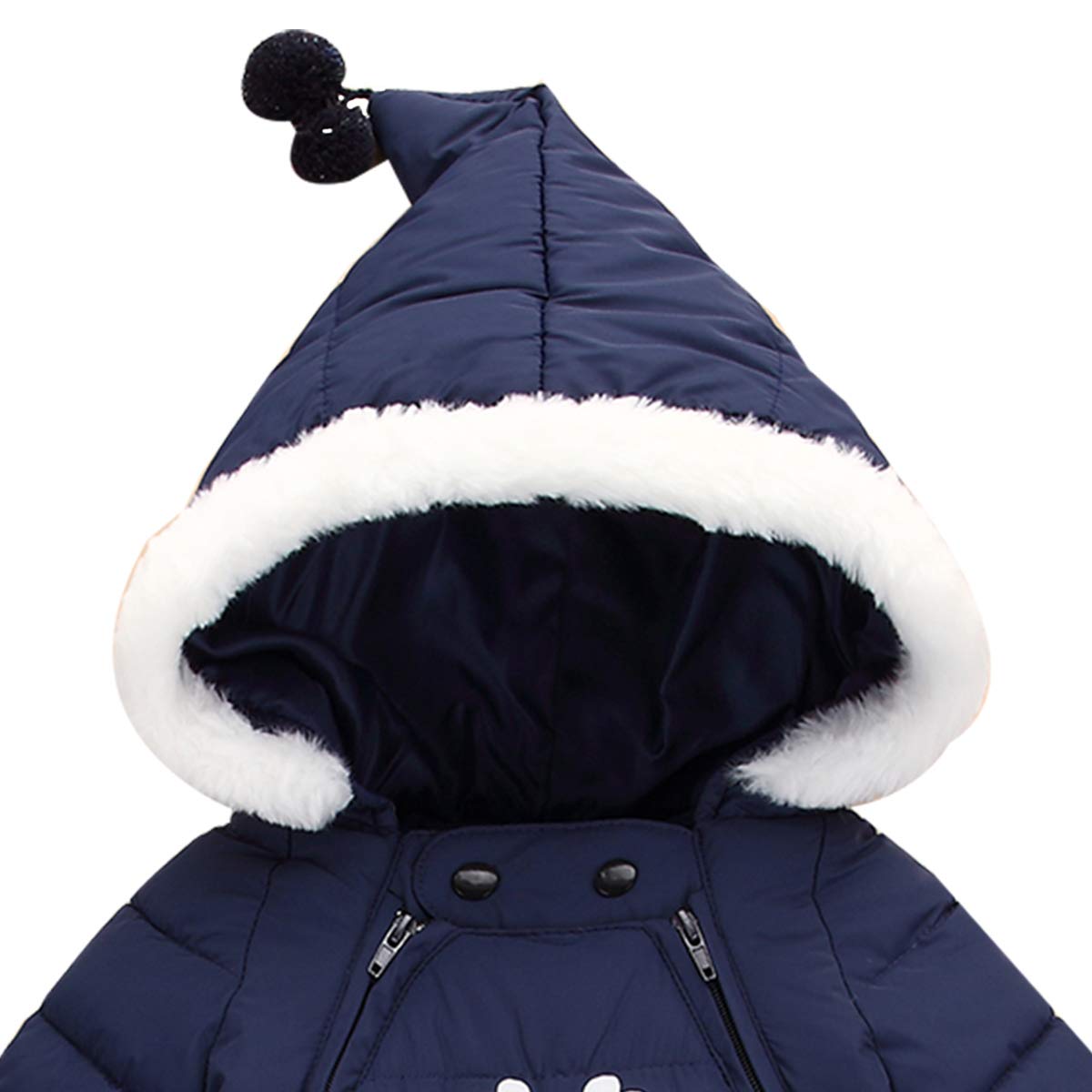 FEOYA Combi Pilote Bébé Garçon Hiver Snowsuit Combinaison de Neige Manteau à Capuche Vêtement 18-24 Mois Bleu Marine