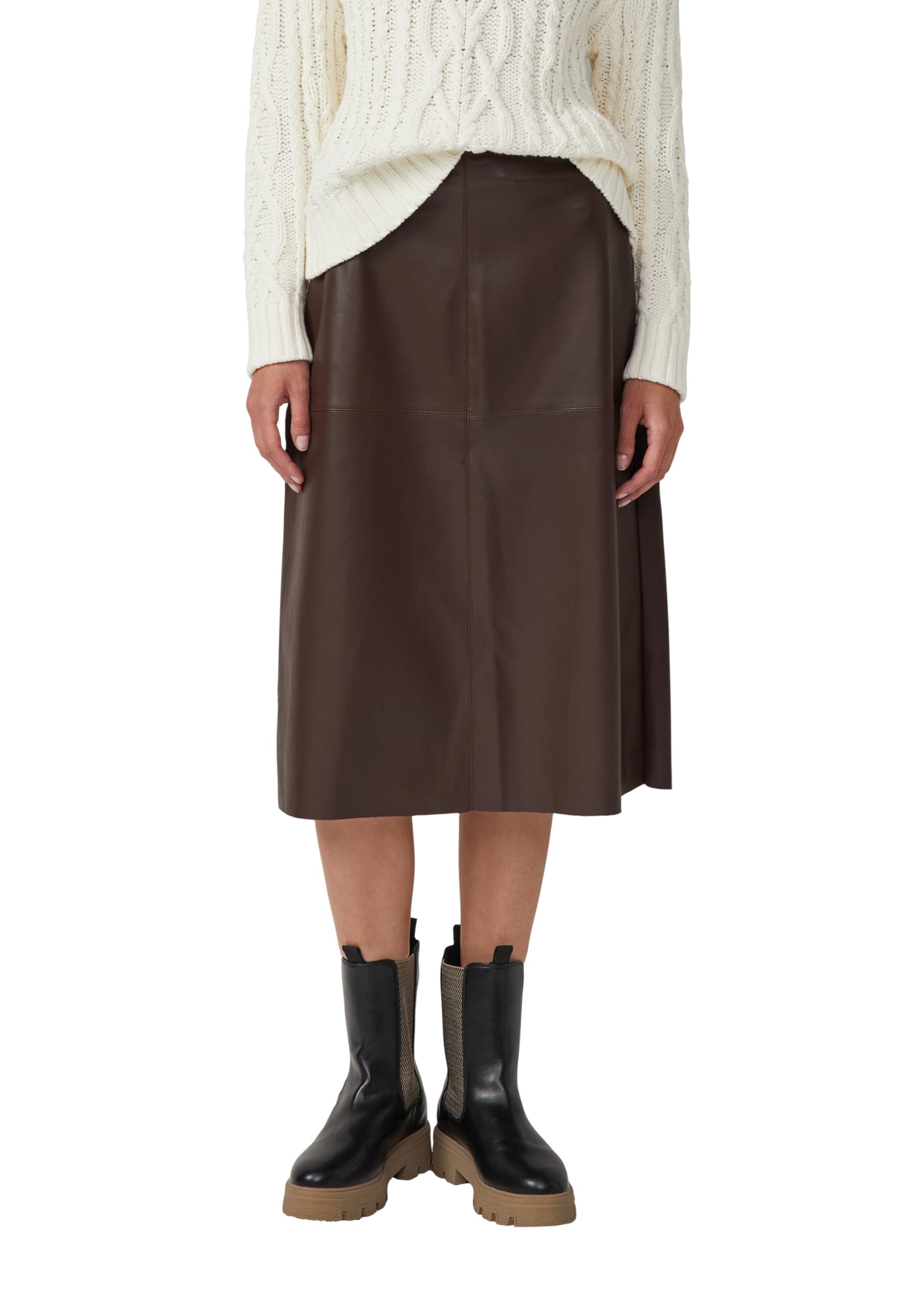 s.Oliver Midi-Rock aus Kunstleder in A-Linie