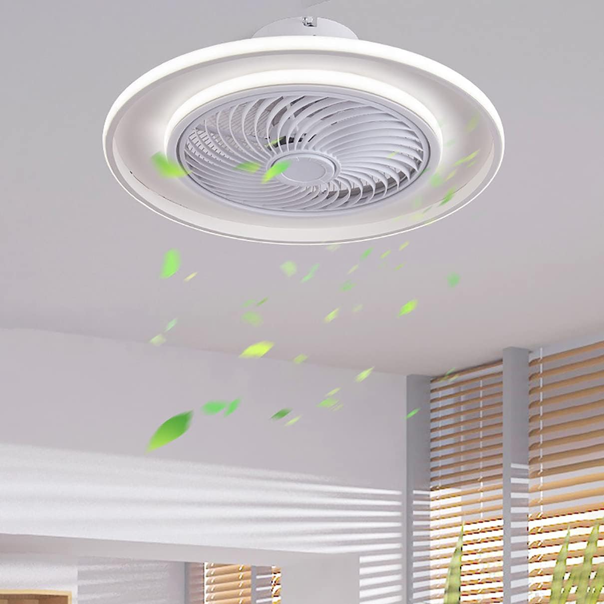 YUEGOO Silent Ceiling Fan with Light and Remote Control 3 Speeds Bedroom Dimmable Led Fan Ceiling Light Modern Living Room Quiet Ceiling Fan Light 72W