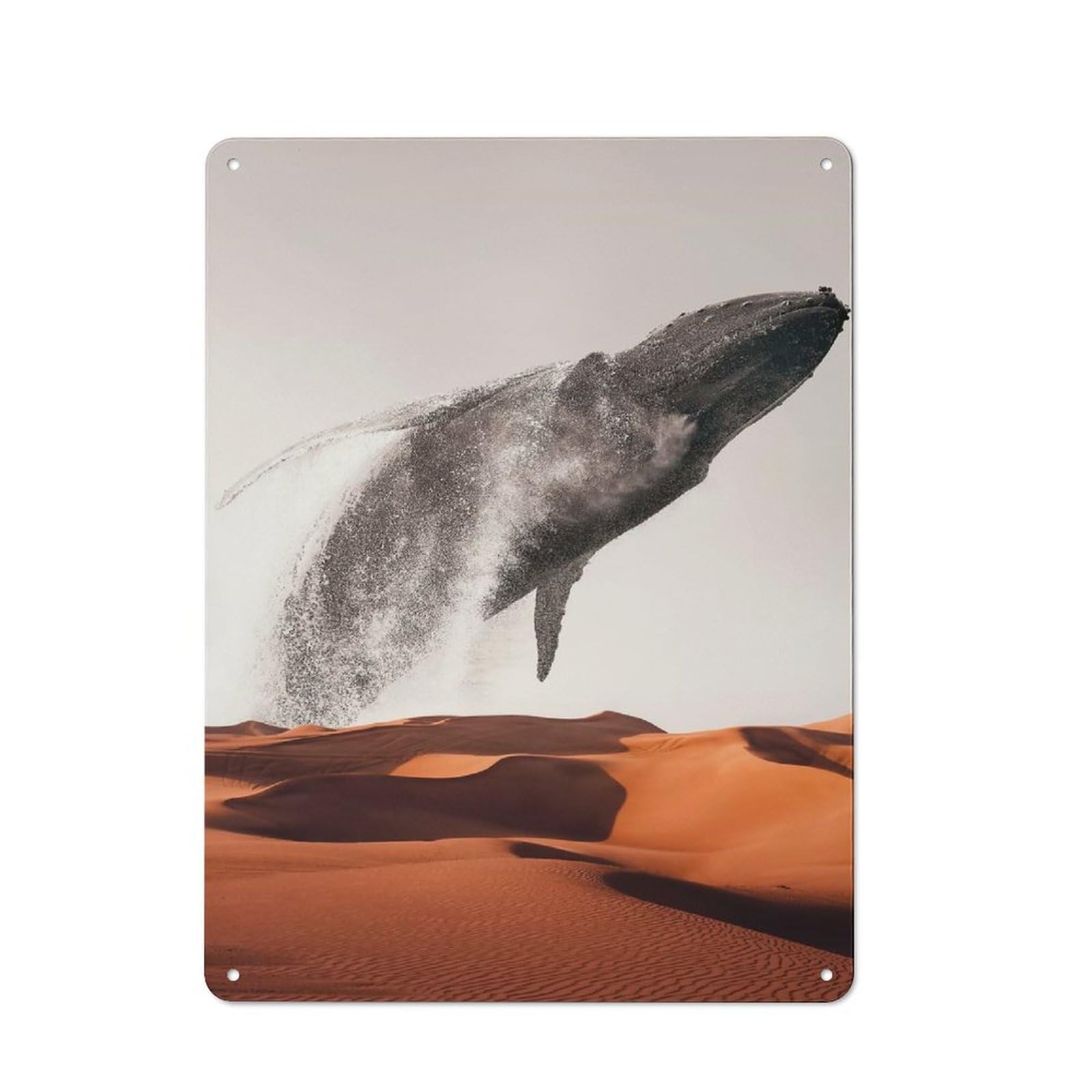 Junmoney Marvellous Whale Country Metal Wall Decor 40X30cm, Country Metal Sign For Kitchen, Cottage, Porch Or Garden Room