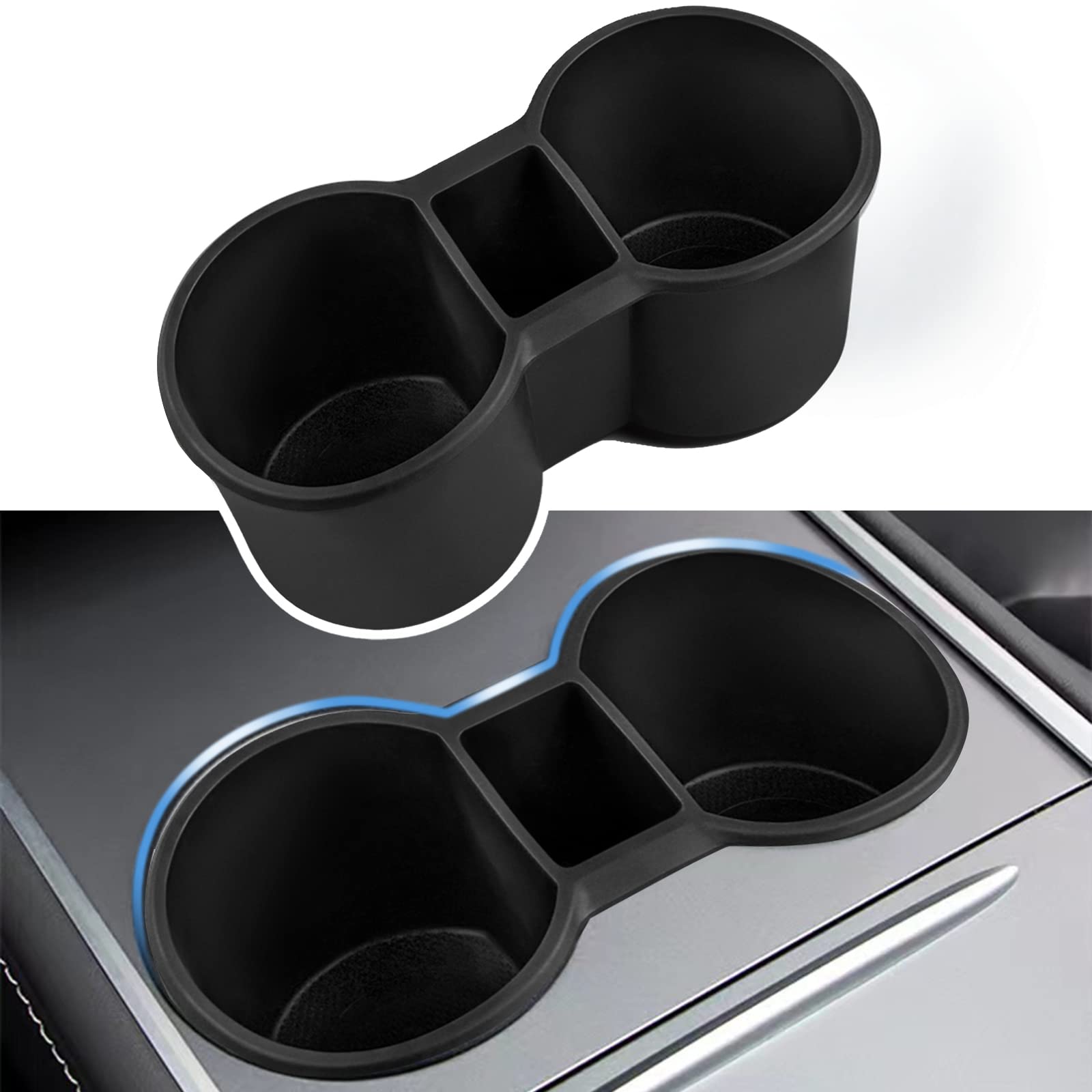 Buy 4TSL Tesla Model 3 Model Y Cup Holder Insert 2023 2022 2021, Center