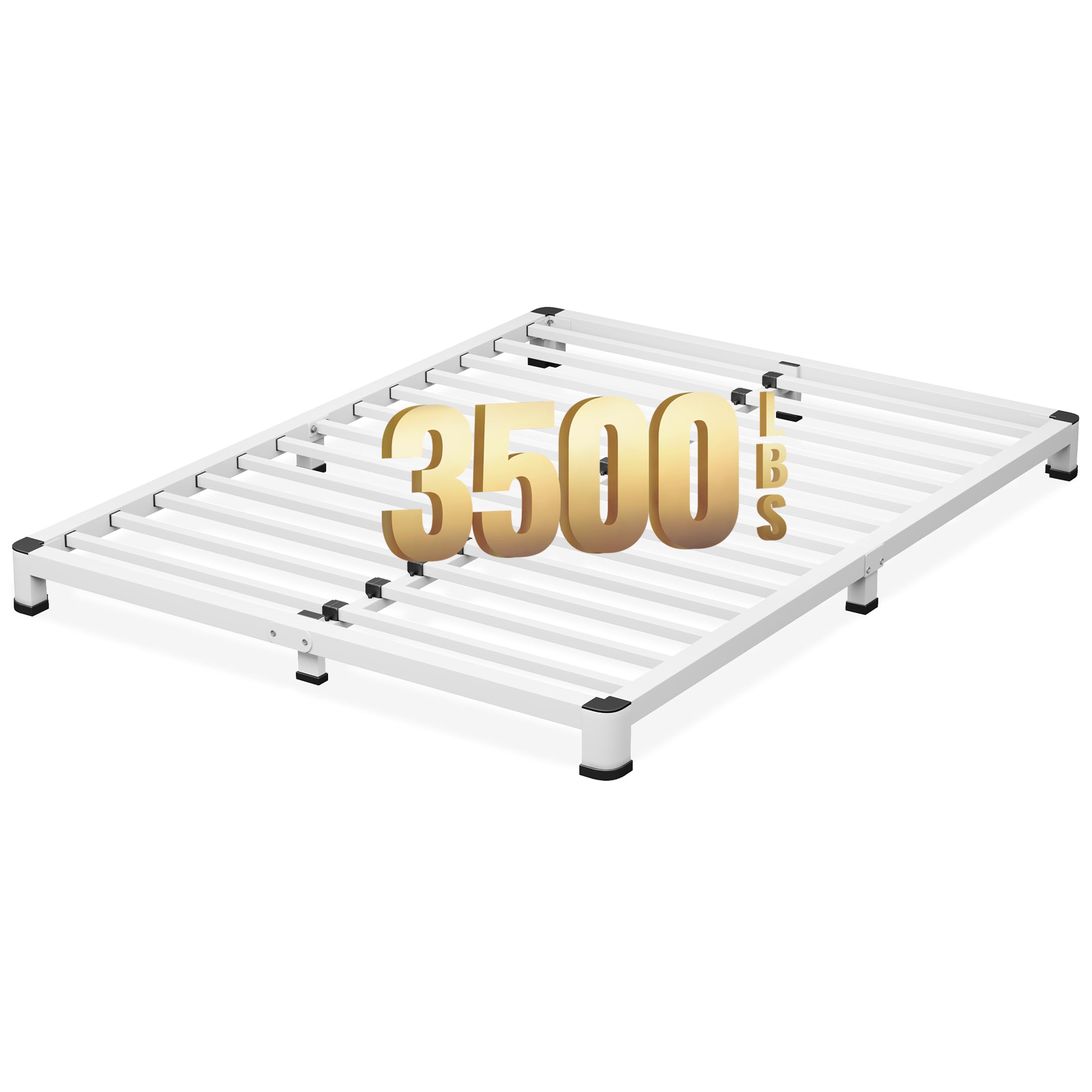 NKZ Full Platform Bed Frame 4 Inch, Heavy Duty Metal Low Profile Bed Frame with Round Corner Legs, 3500lbs Weight Capacity Reinforced Frame, No Box Spring Needed，Noise-Free, Easy Assembly