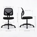 Moustache Chaises de bureau de travail, chaise de bureau exécutif sans bras avec roues réglables en hauteur et pivotantes pour l'étude des jeux de bureau à domicile (noir)