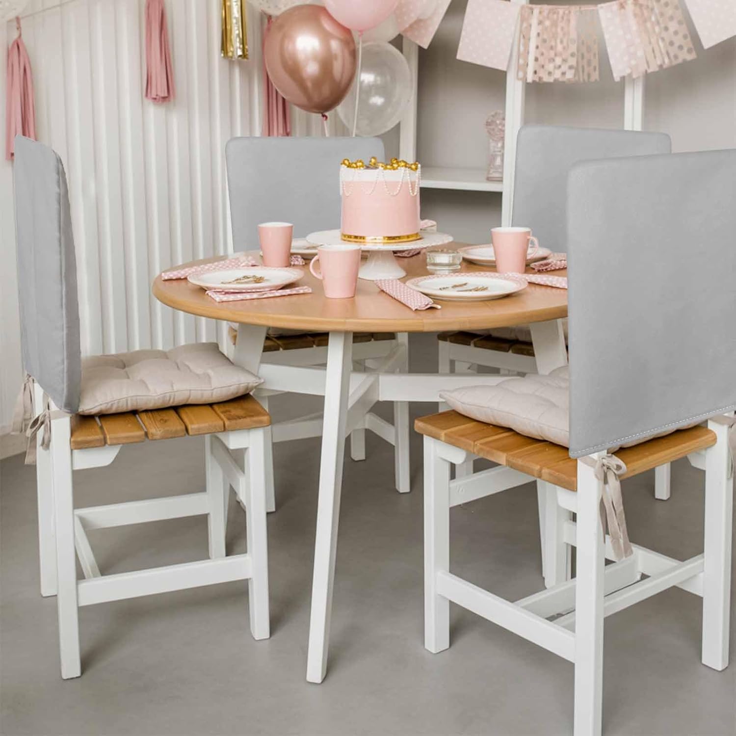 Grey Chair Back Covers Set of 4 Modern Art Minimalist Classic Gray Solid Color Washable Stretchable Removable Dining Chair Cover Slipcovers for Kitchen Living Room 20 x 19 Inch