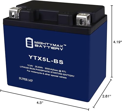 Miniatura 9 de Mighty Max Battery Batería de litio YTX5L-BS sustituye a Yamaha 230 Tt-R230, Ttr230 2005
