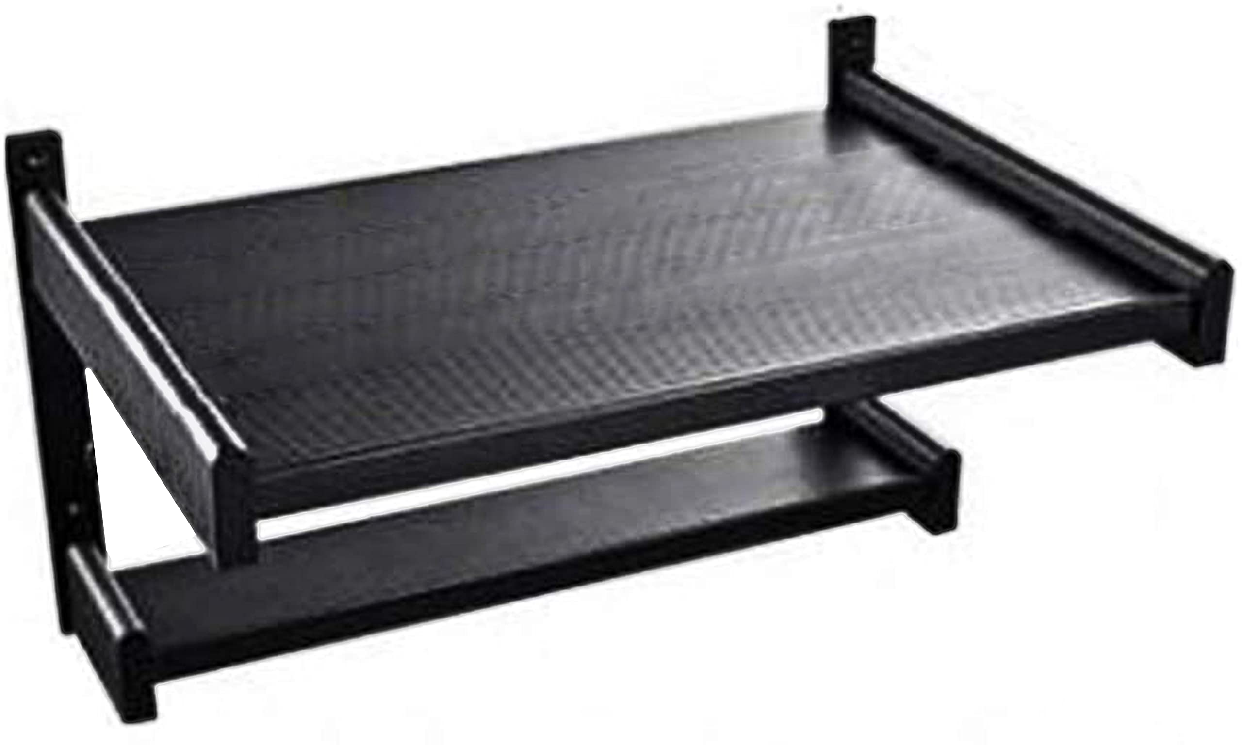 MILAD Double Bracket Wall Mount Microwave Oven Shelf (60 L x 40 W x 38 H in CM's, Black Color, OS-22) (Iron)