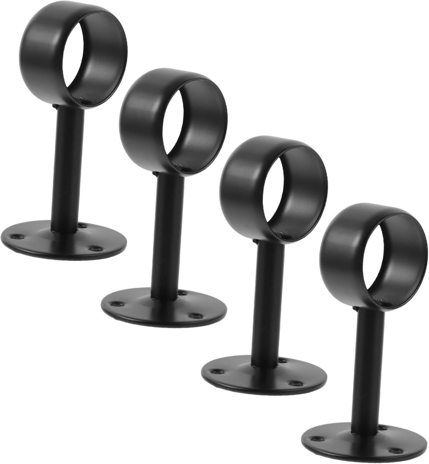 Levemolo 4pcs Black Flange Seat Ceiling Mount Rod Holder for Curtain Rods Stainless Steel Wall Ceiling Bracket