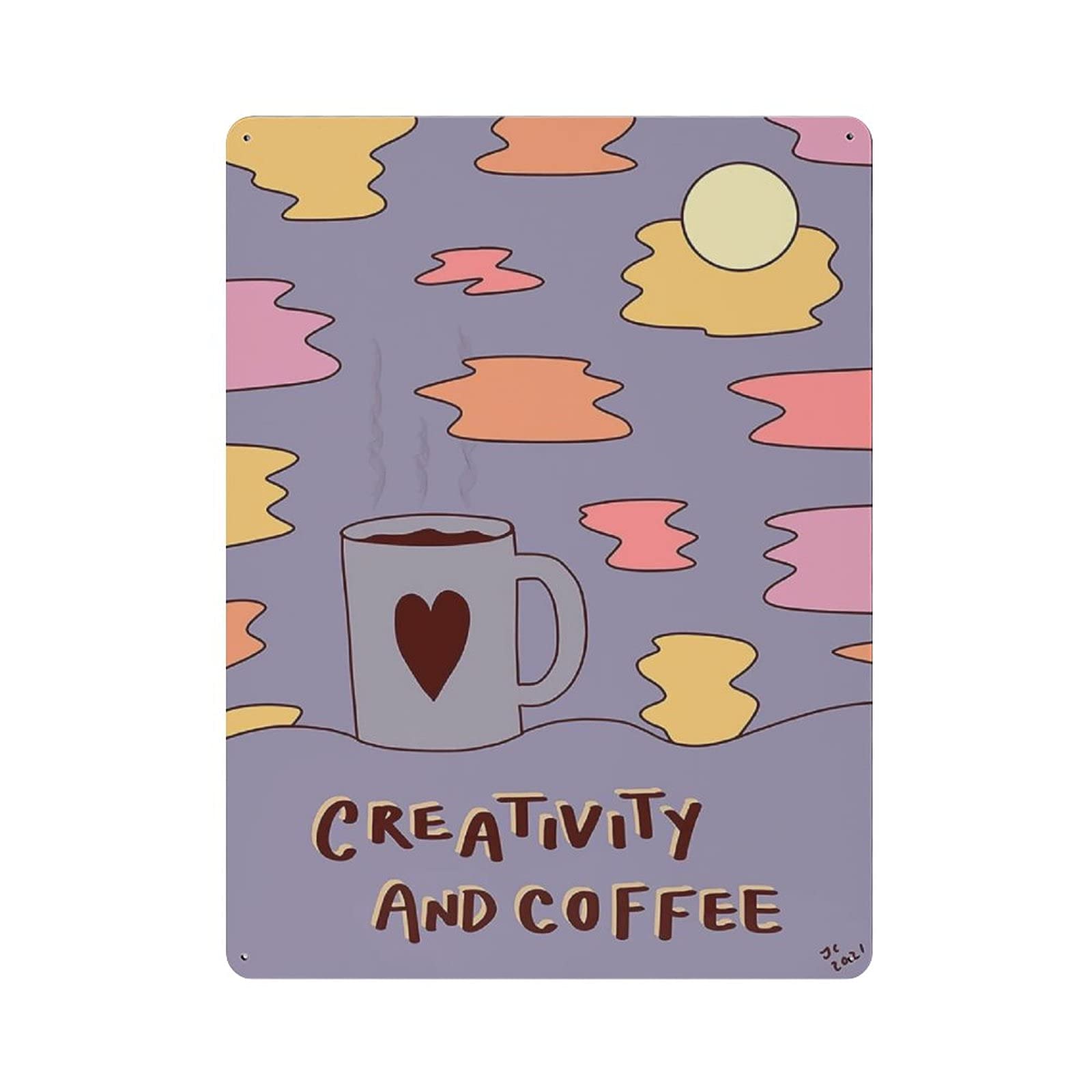 rayprint Creativity And Coffee Retro Tin Sign Party Farm Wall Decoration Iron Painting Metal Plate Gifts Idea 16x12in (40x30cm)