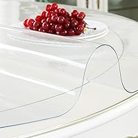 Vista 2 de Protector redondo de plástico transparente de 36 pulgadas de diámetro para mesa de comedor, cubierta de mantel de PVC, mantel de vinilo