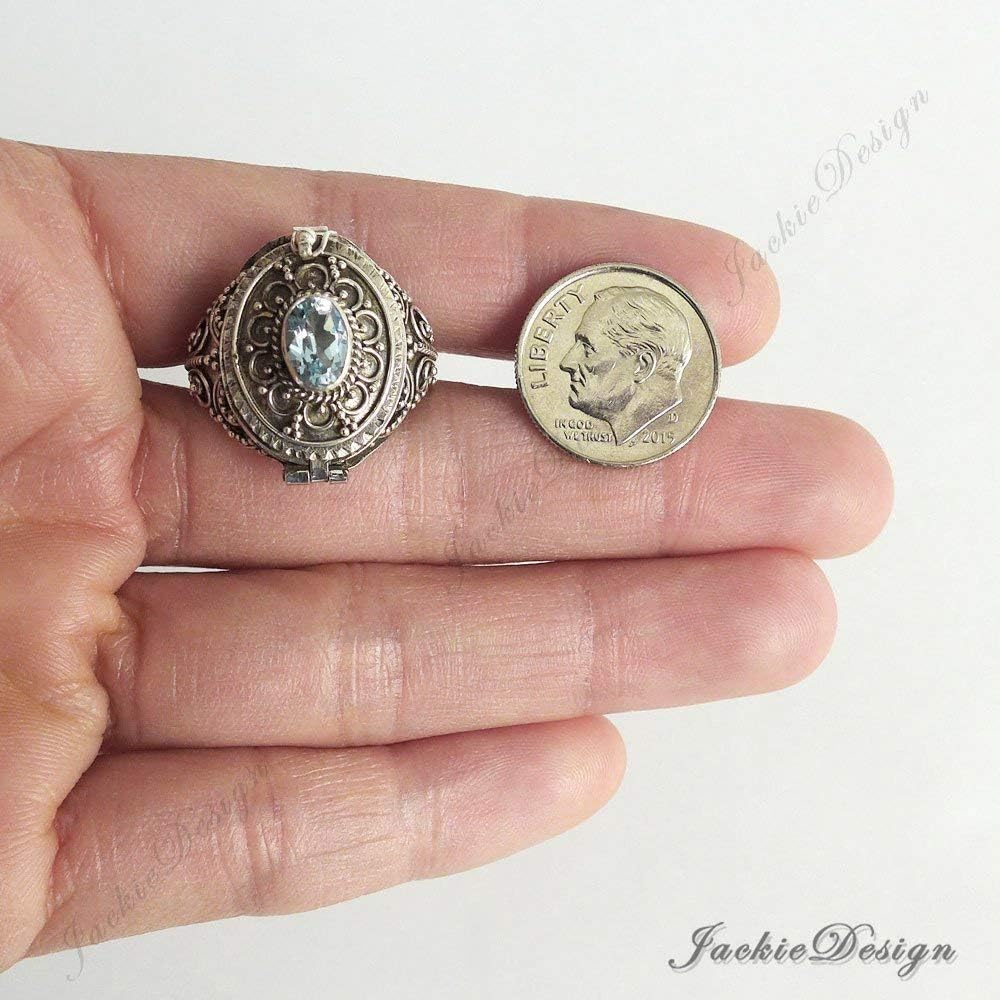 Red Garnet Size 12 Poison Ring Locket Bali Sterling Silver Secret Compartment Jewelry JR21