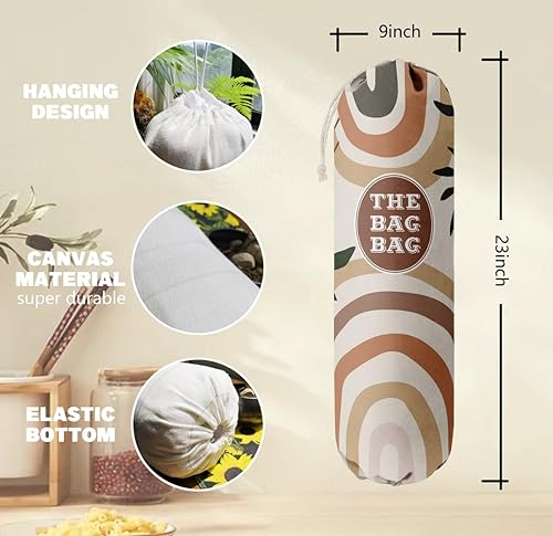 Miniatura 3 de Bolsa de comestibles, organizador de bolsas de comestibles con patrón bohemio para bolsas de compras, bolsas de plástico de montaje en pared,