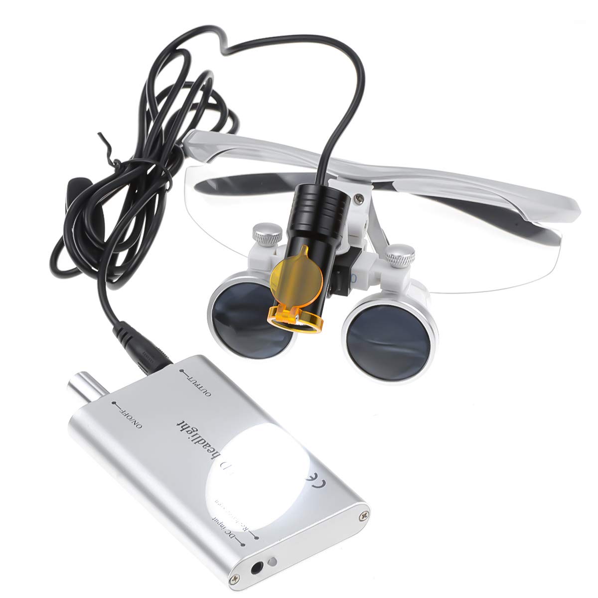 3.5X420mm Arbeitsabstand Binokularlupen Lupe +5W geführte Scheinwerfer Lampe Clip auf Art mit dem Filter (Siber)