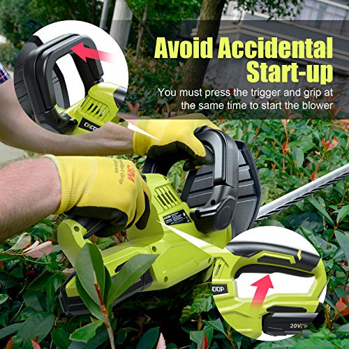 CACOOP 20V 22in Cordless Hedge Trimmer with Battery and Charger,5.5-lb Lightweight Battery Powered Electric Hedge Bush Trimmer Portable for Cutting Shrubs Garden Outdoor