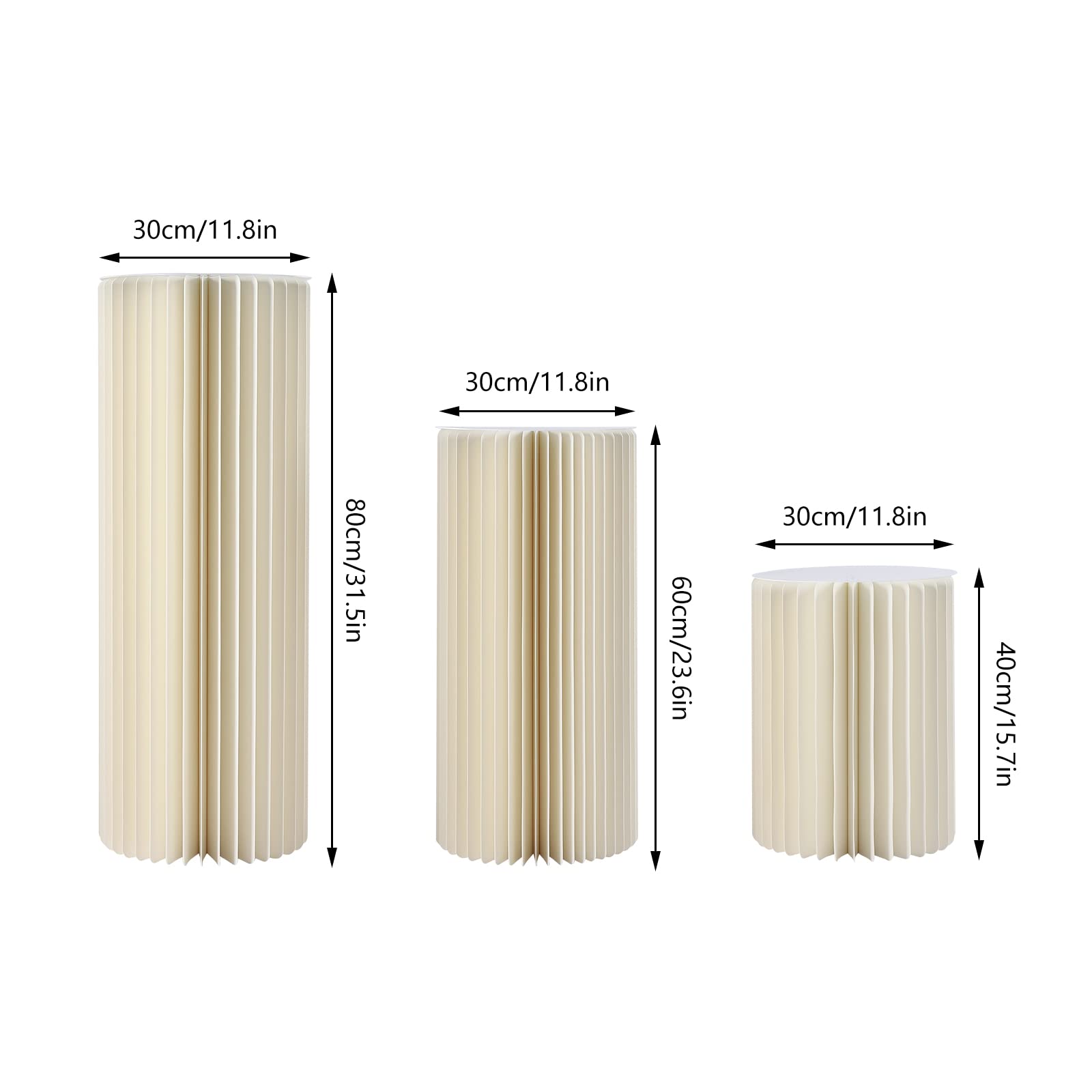 3 pezzi per matrimoni, centrotavola in cartone, 40 cm + 60 cm + 80 cm di altezza, supporto per fiori, per feste, tavoli, decorazioni