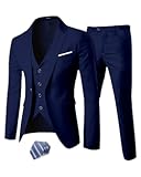 Men&apos;s 3 Piece Suit Set with Tie&comma; One Button Slim Fit Solid Jacket Vest Pants&comma; Prom Party Wedding Business Suits for Men