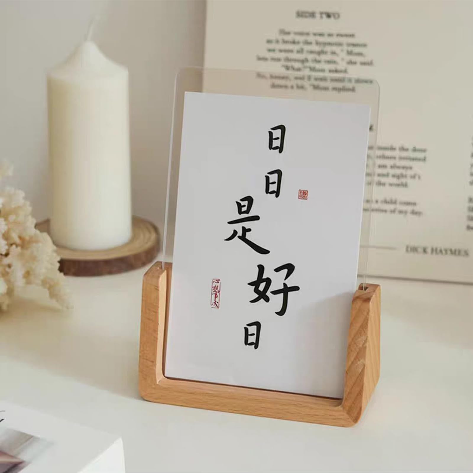 a4 frame, Double Sided Floating Wood Photo Frame Multicolor(Beech Wood B 【vertical】,7 inch【17.8 * 12.7cm】)
