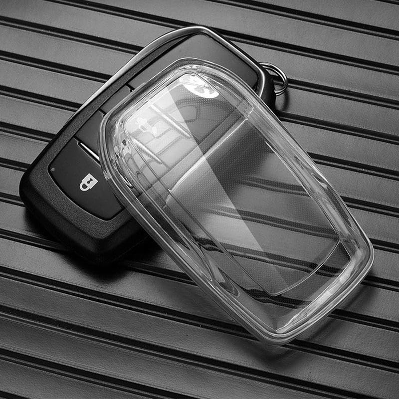 Image of Clear TPU Key Cover and Keychain Compatible for Toyota Fortuner | Hilux | Innova Crysta | Fortuner Legender | Innova HyCross | Land Cruiser Smart Key (White)