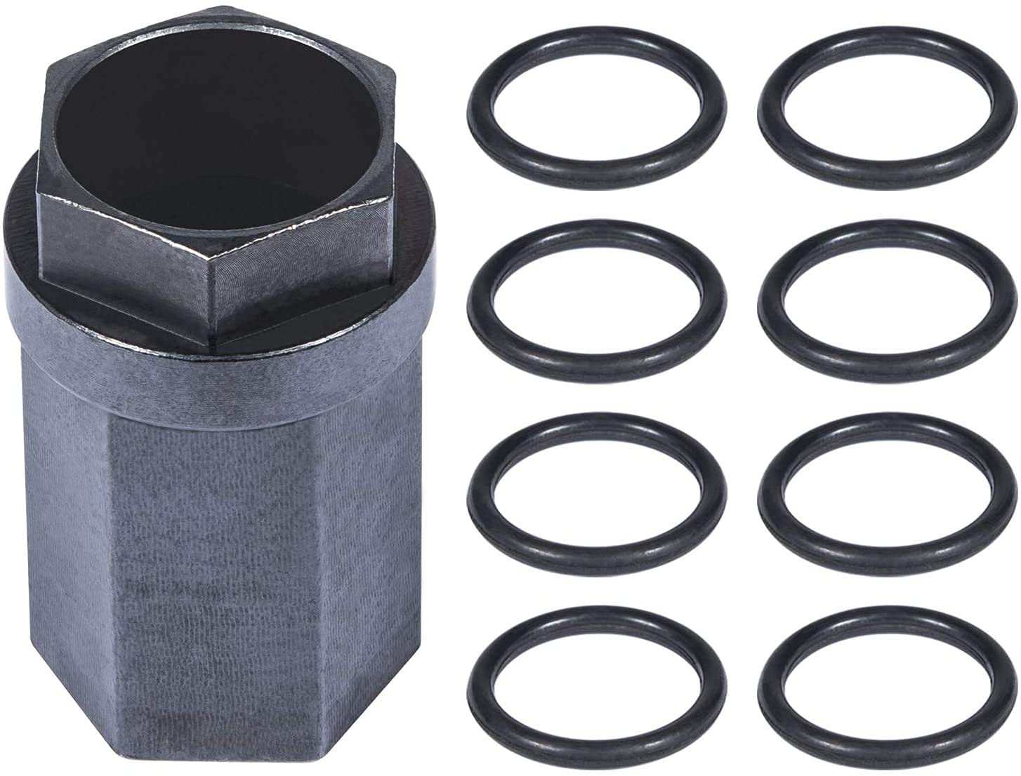 CASTNOO Diesel Nipple Cup Socket Kit Suitable for Ford 6.0L 2003-2007 High Pressure Oil Rail Ball Tube Repair with 8pcs Heavy Duty Viton O-Rings Leakproof and one 1/2