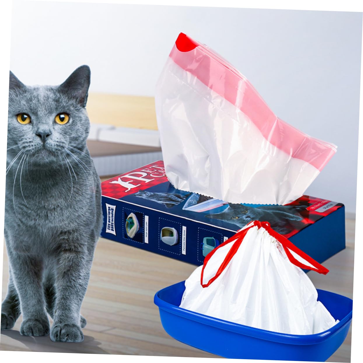 Angoily Cat Litter Box Sandbags 10 Pack Disposable Drawstring Bags Pet Poop Bags Lightweight Easy to Style