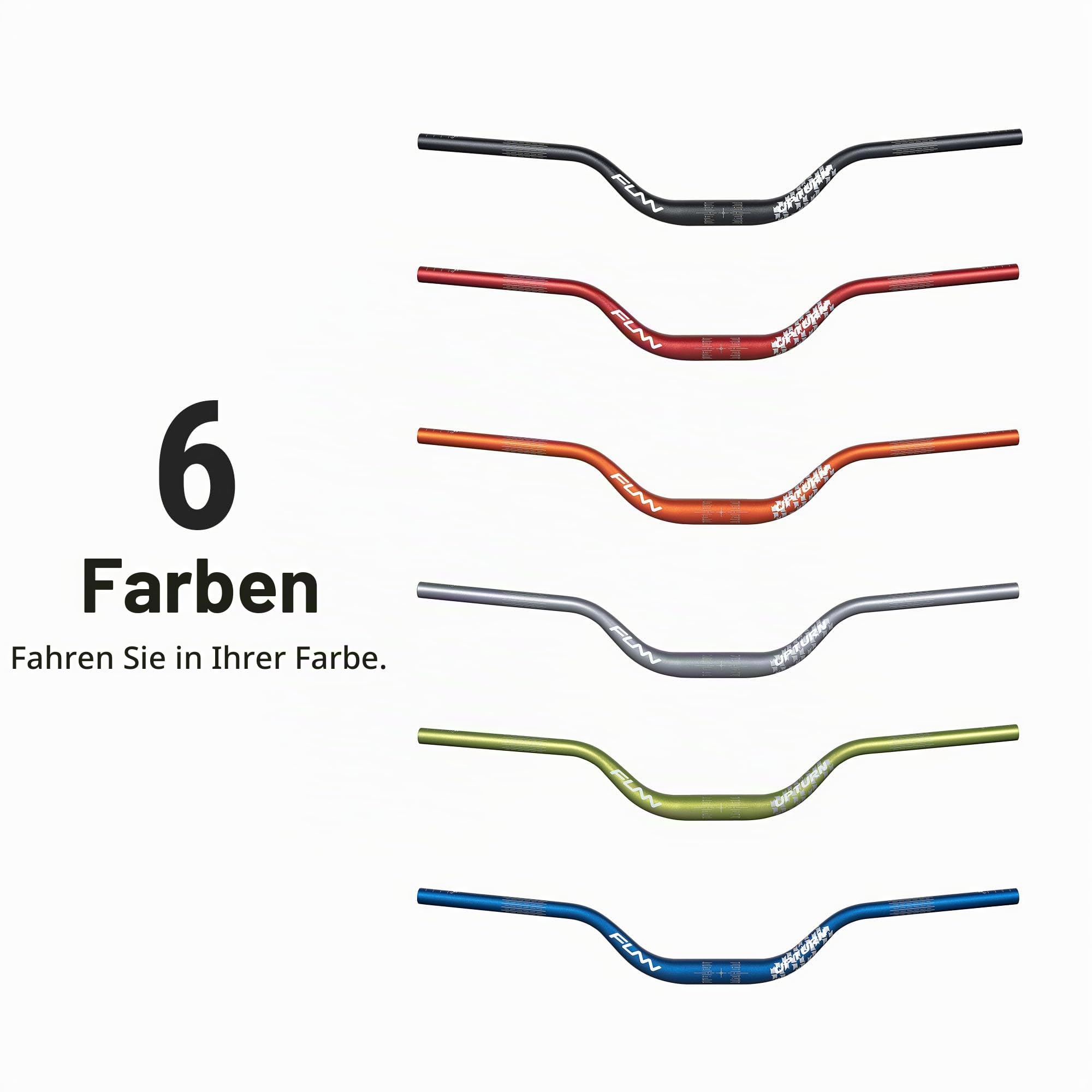 Funn Upturn Hochgelegener Mountainbike-Lenker mit 31,8mm Klemmbreite und 785mm Breite, langlebiger und leichter Legierungs-Riser-Lenker für MTB und BMX, 75mm Erhöhung (Orange)