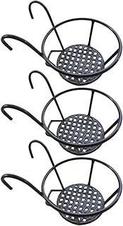 BESPORTBLE Suporte para Vasos de Flores Com 3 Peças de Arte Em Ferro Cestos Suspensos Com Ganchos para Vasos de Jardim Plantadores Balde de Metal para Varanda Varanda Varanda Cerca de Bronze