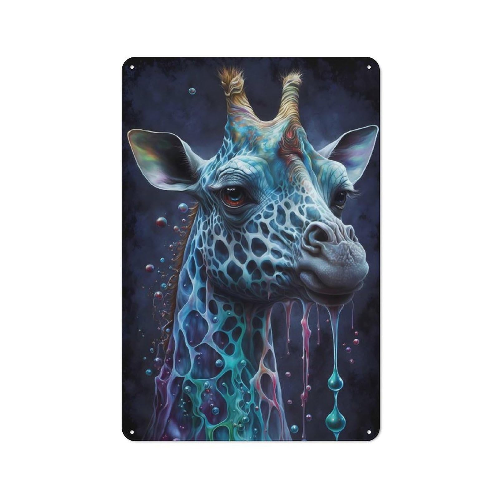 Junmoney Amiable Giraffe Warehouse Style Decorative Metal Plaque 30X20cm, Industrial Wall Decor For Loft, Studio, Office Or Creative Room