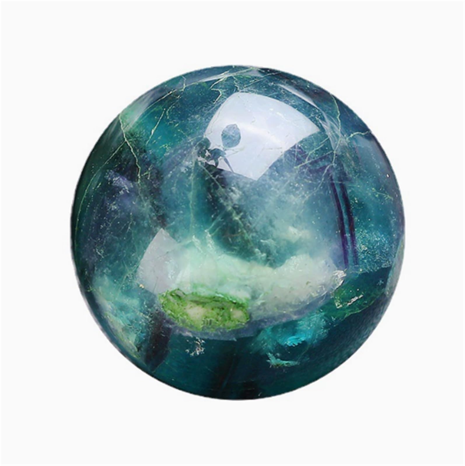 Crystal Ball Ornament Fluorite Crystal Ball Sphere Home Office Decorative Balls Feng Shui Ornament Decoration(7cm)