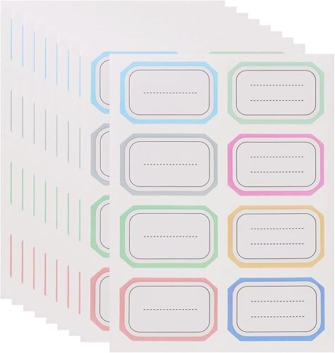 240 unidades de 30 hojas de etiquetas adhesivas impermeables de 3.9 x 0.9 pulgadas, autoadhesivas de borde de color, etiquetas en blanco para