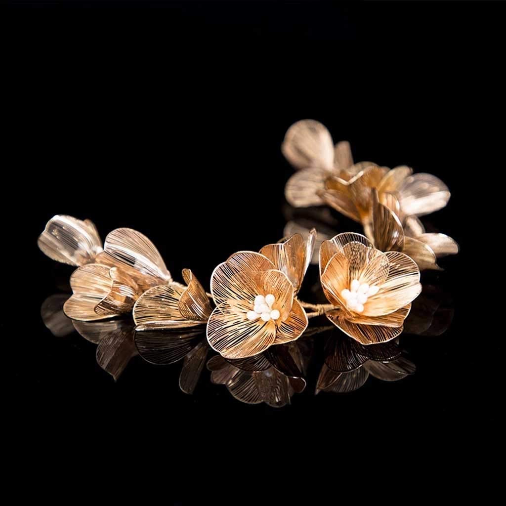 Barrettes de Flores de Oro JFDBGU con Perlas para Novias