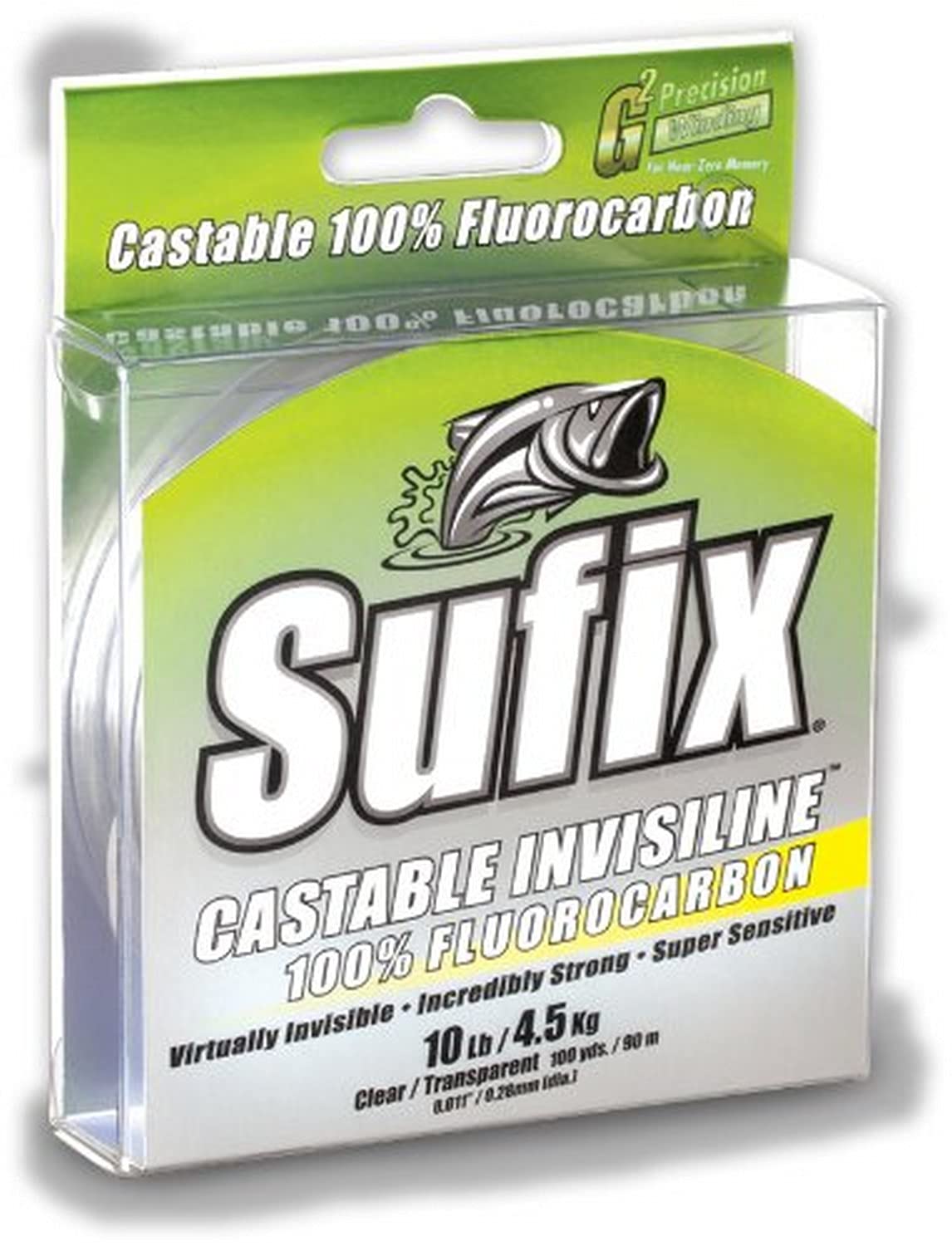 Sufix Invisiline Casting Flourocarbon 100-Yards Spool Size Fishing Line (Clear, 10-Pound)