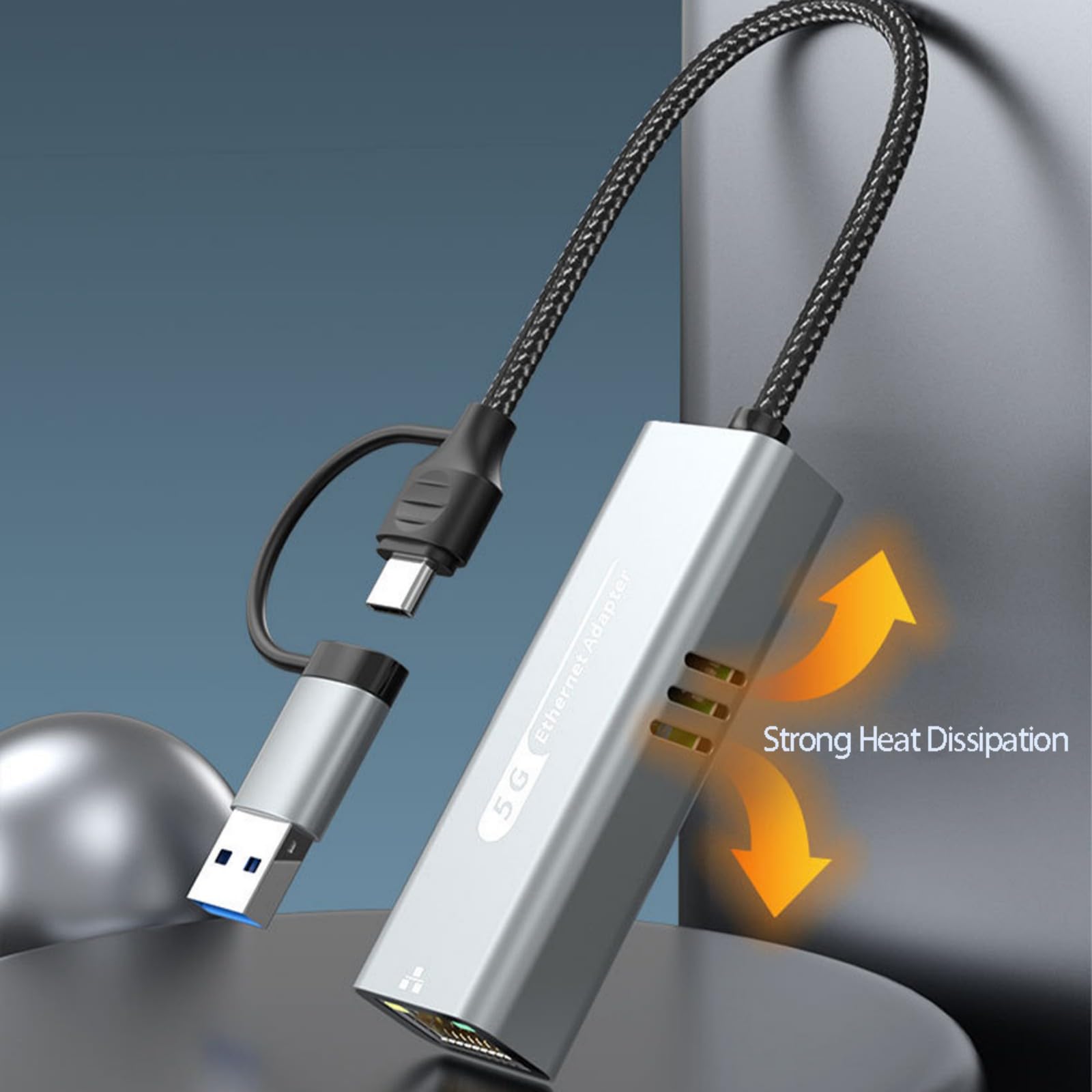 Adattatore USB 5 GHz Gigabit Ethernet per desktop laptop server, scheda di rete ad alta velocità con adattatore di rete a due porte di gioco