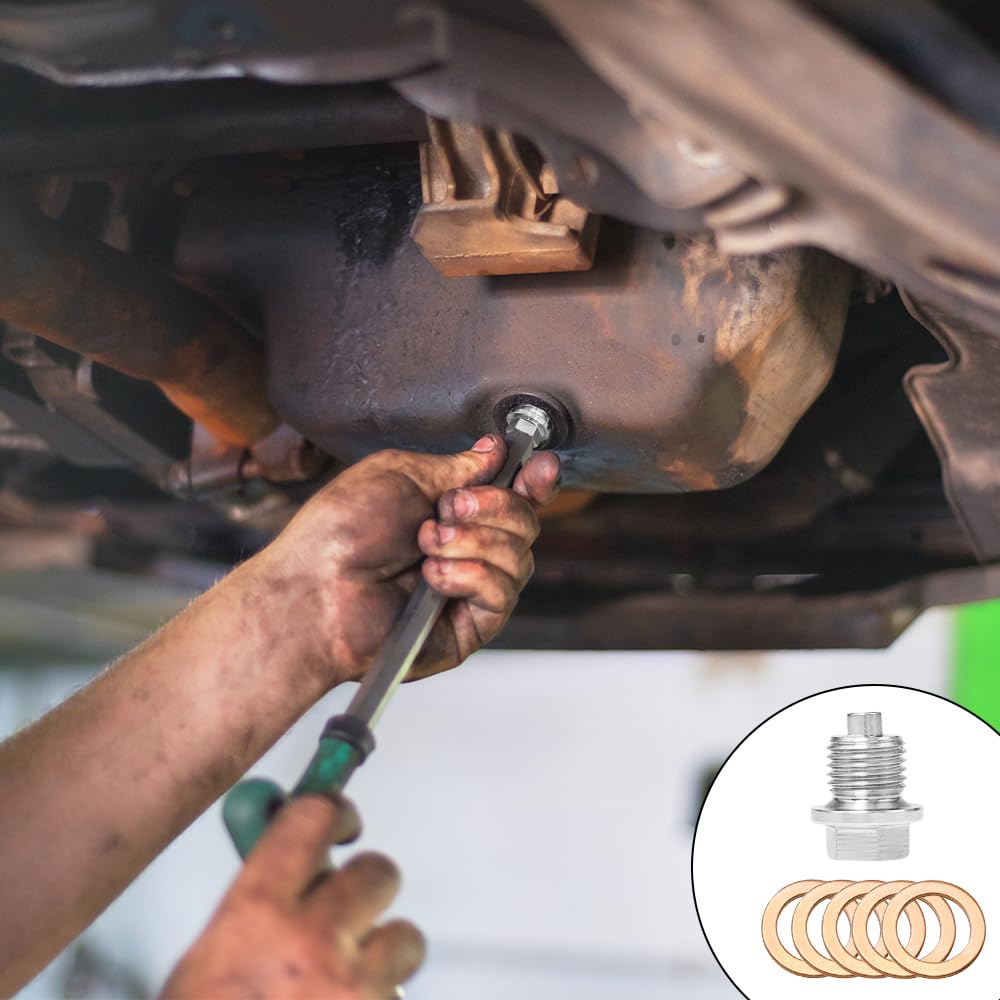 3 Pezzi Tappo di Scarico Olio M14x1,5 in Acciaio Inossidabile con 15 Guarnizioni in Rame, per Auto, Moto e Veicoli a Motore, Compatibile con la Maggior Parte dei Modelli