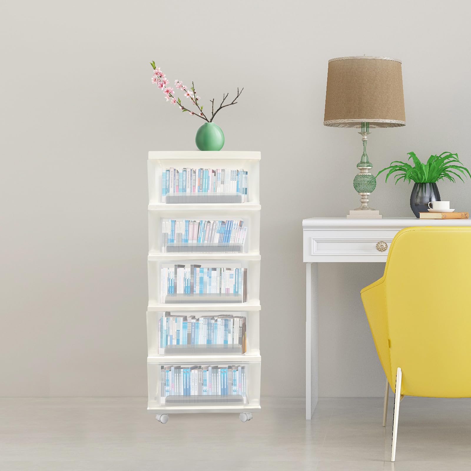5-poziomowy organizer do przechowywania na kółkach szafka na biurko z kółkami plastikowe pudełka do przechowywania do sypialni salonu łazienki biura 40 x 33 x 98 cm wózek do przechowywania