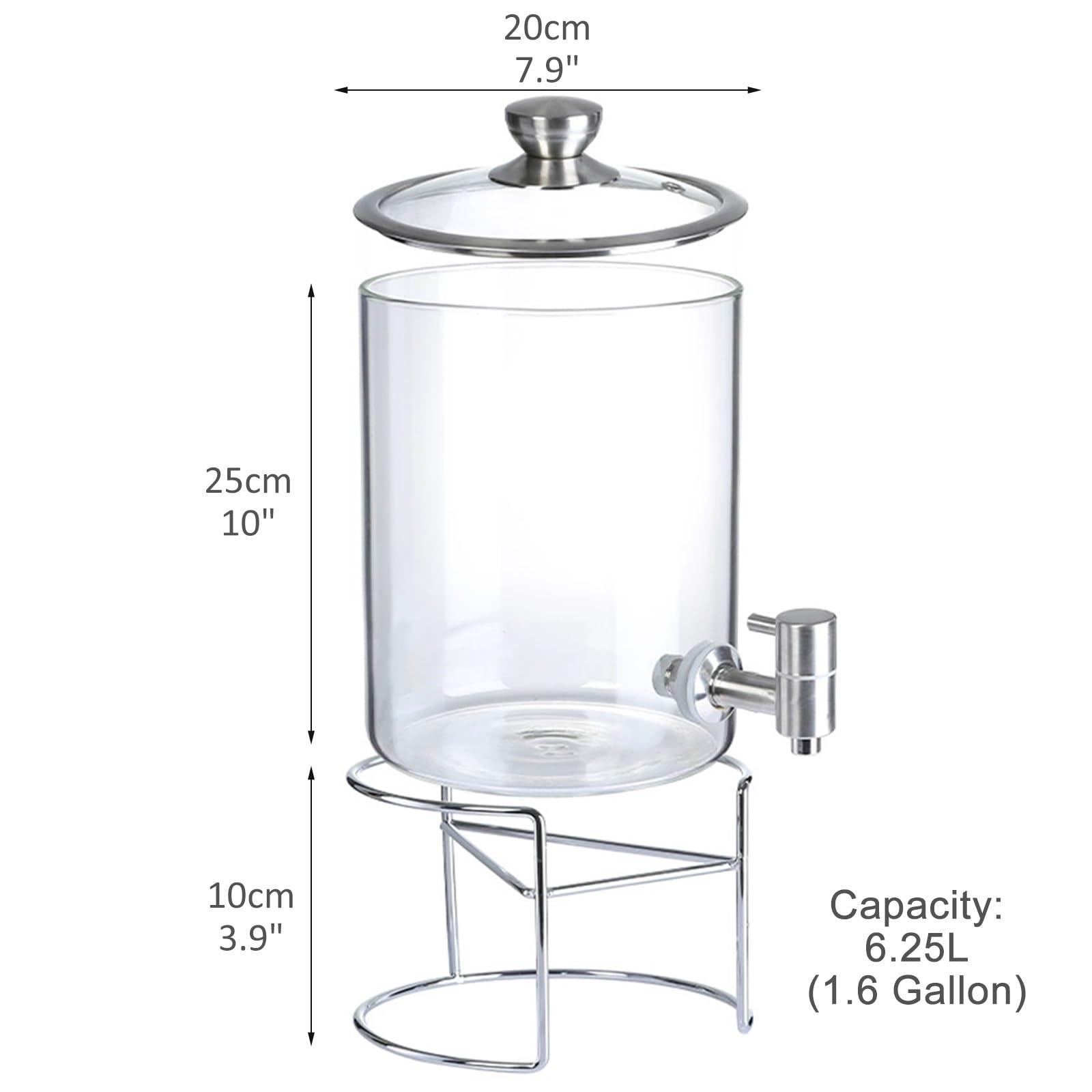 Distributeur de boissons en verre avec support pour boissons chaudes et froides, parfait pour les fêtes, événements et rassemblements