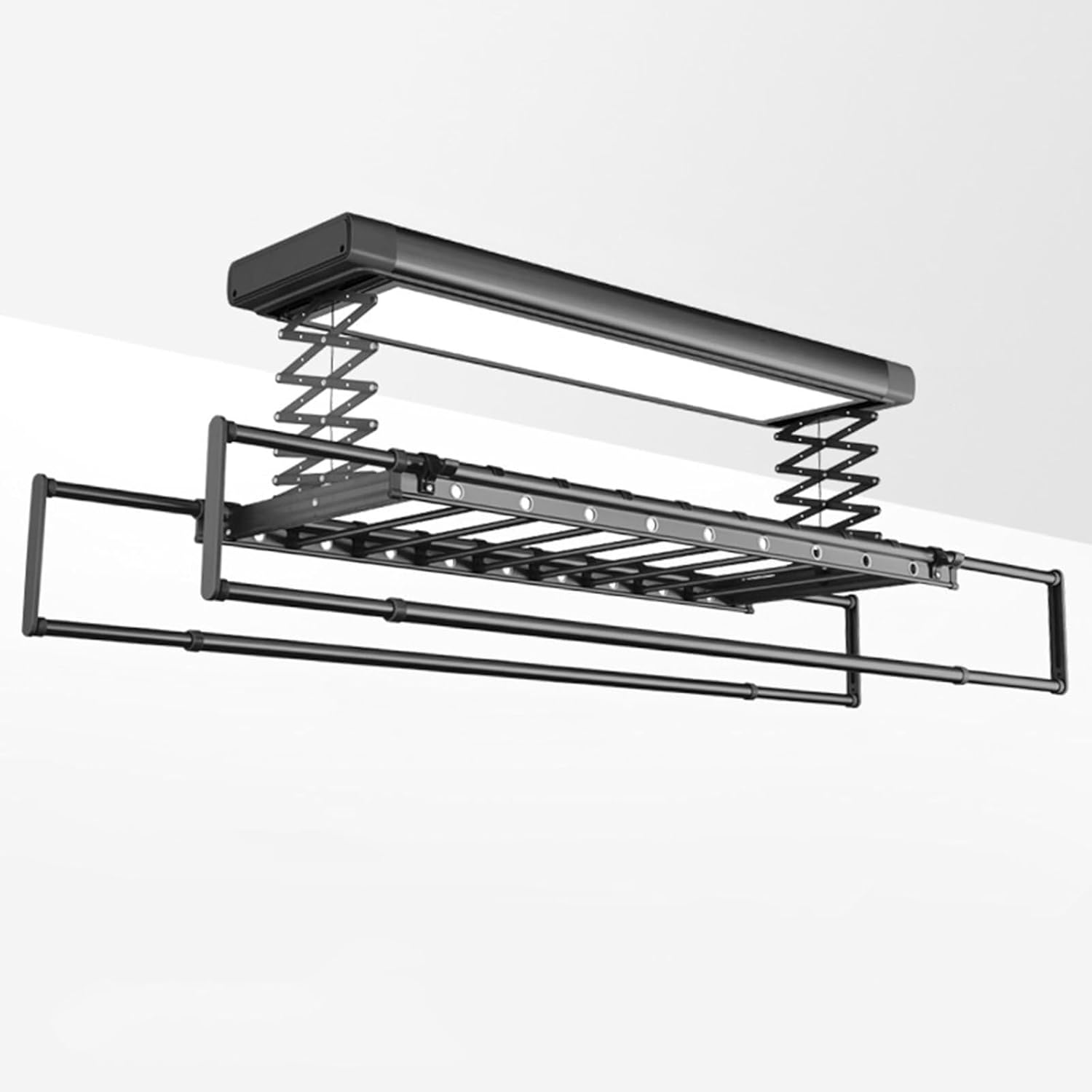 Foldable Space-Saving Clothes Rack Floor-Standing Clothes Rack Tripod Portable Rotating Clothes Rack，Ceiling Mounted Electric Clothes Dryer with Remote Control, Adjustable Height & Length, 3