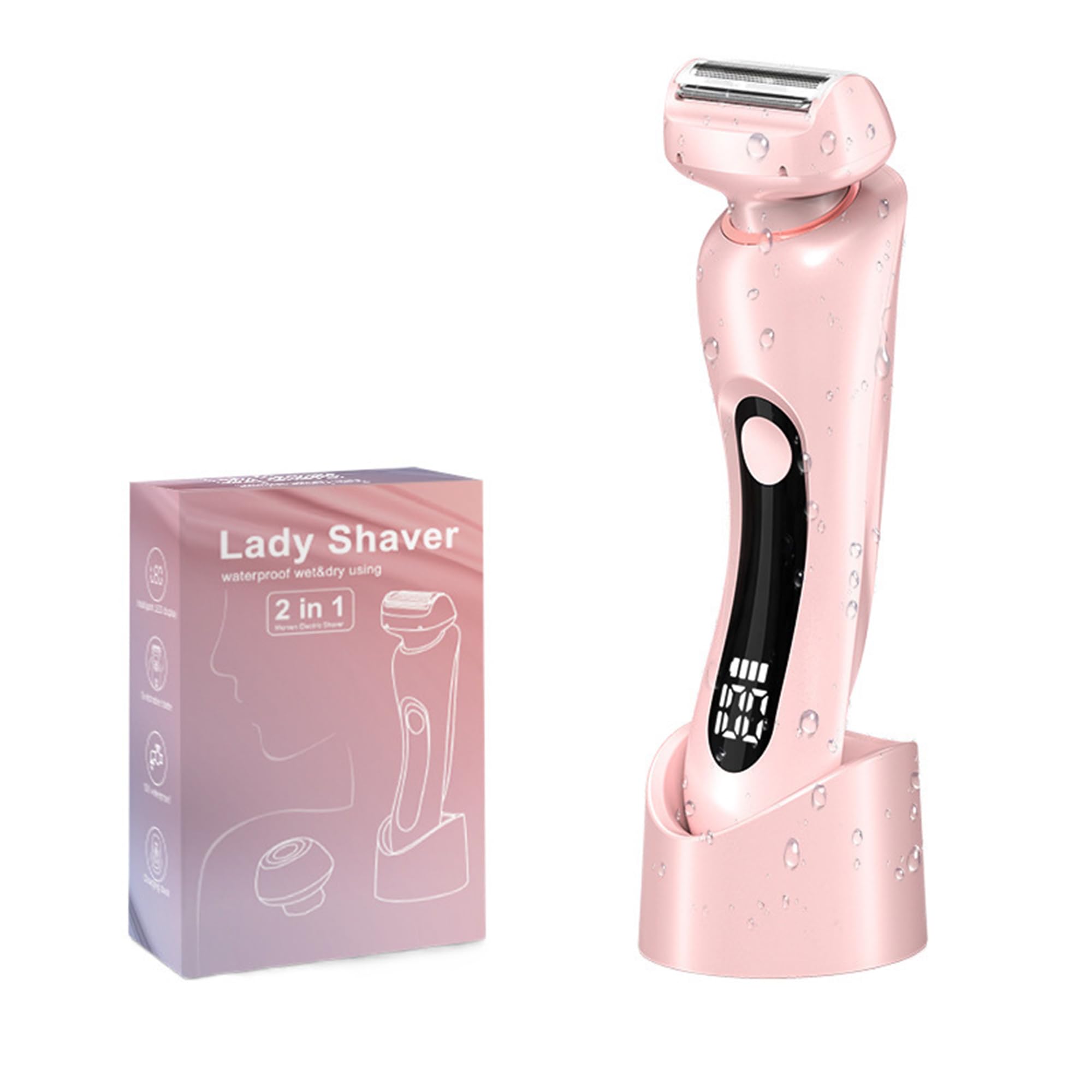 NaTuGi Women S Electric Shaver Bikini Leg Lower Arm Rechargeable Trimmer Detachable Head for Both Dry and Wet Use (Pink)