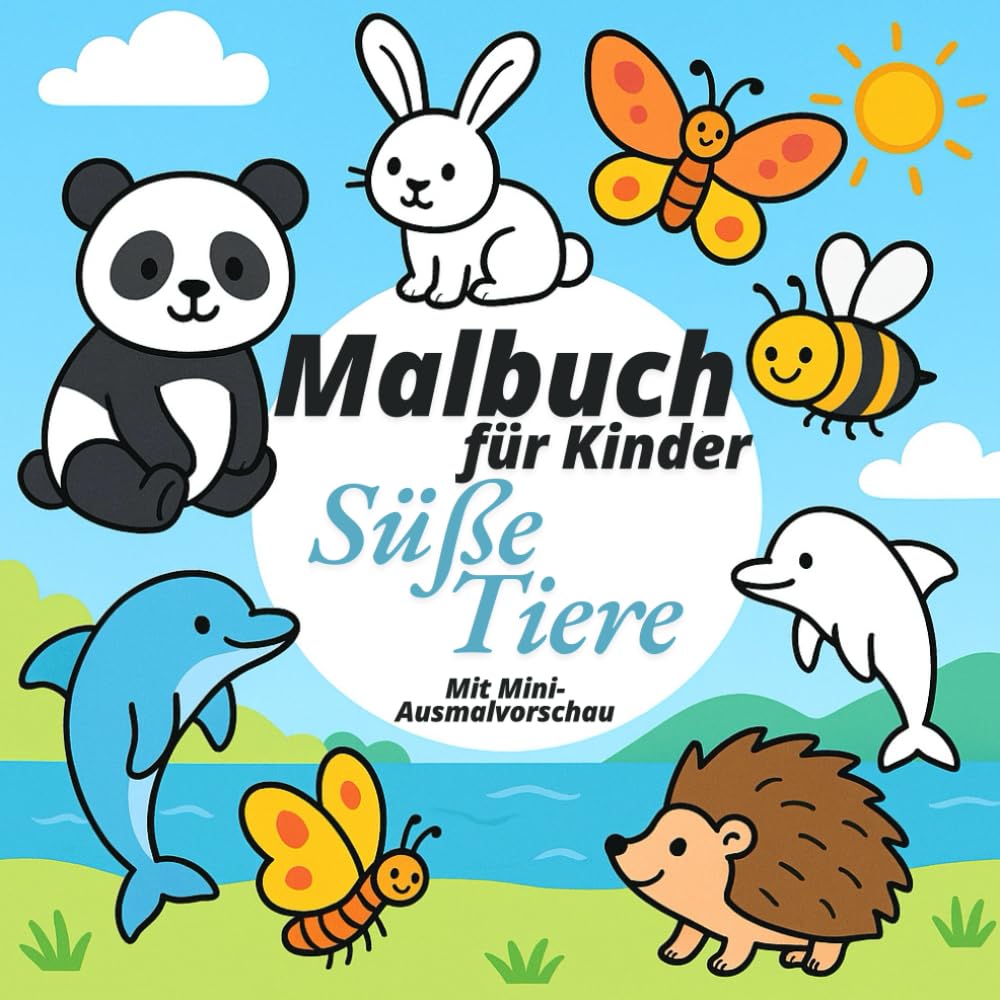 Malbuch für Kinder Süße Tiere Mit Mini-Ausmalvorschau: Malbuch für Kleinkinder 2–6 Jahre: Niedliche Tierbabys zum Ausmalen | für Vorschulkinder | 35 ... ab 2 Jahre | Geschenk | Jungs | Mädchen