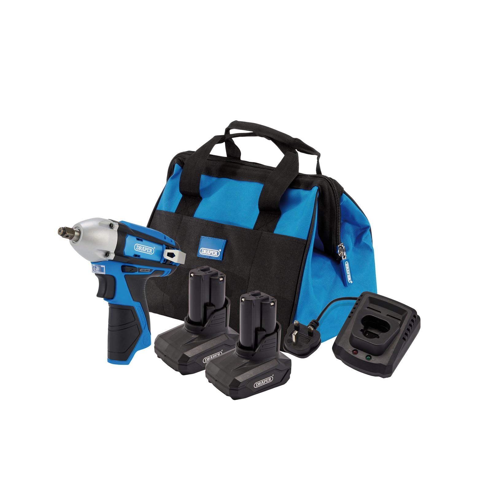 Draper 30604 12V Cordless Impact Wrench Kit, 2 x 4.0Ah, 1 x Fast Charger, 1 x Tool Bag
