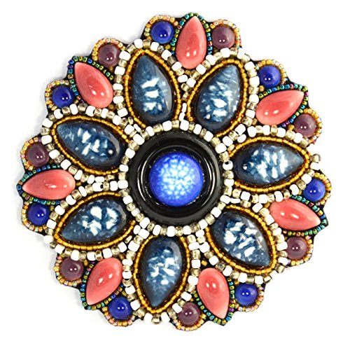 Broche porcelaine grande fleur bleu foncé - Bijou fantaisie de haute qualité artisanale