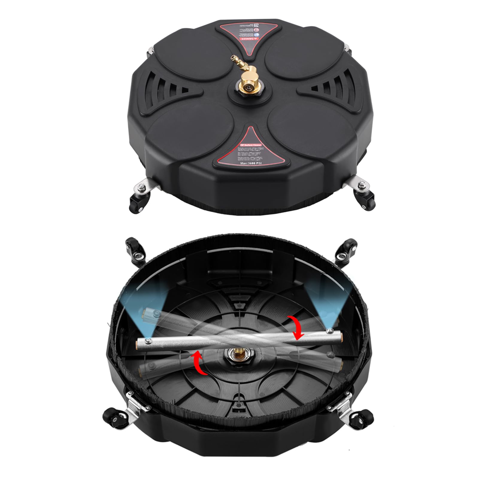 Accesorio limpiador de superficies de 3600 PSI, gran área de cobertura de 13 pulgadas para limpieza de paredes de patio de hormigón, cobre y superficies