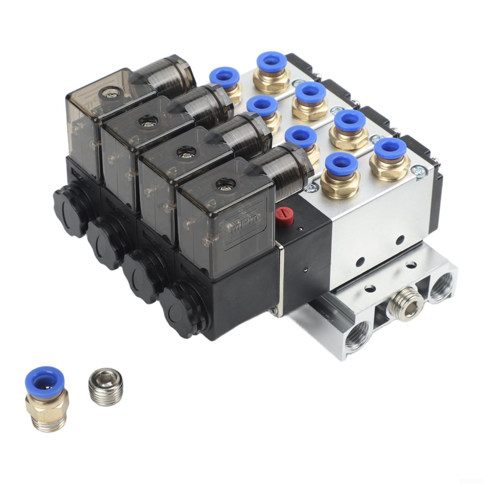 Electroválvula neumática 4V210-08, 5/2 vías, DC 24V, aleación de aluminio, con base de liberación rápida y silenciador para automatización industrial