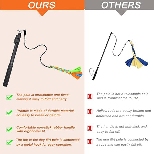 Miniatura 4 de ASOCEA Poste de coqueteo para perros, varita extensible interactiva, juguetes interactivos para perros, palo de coqueteo para mascotas con