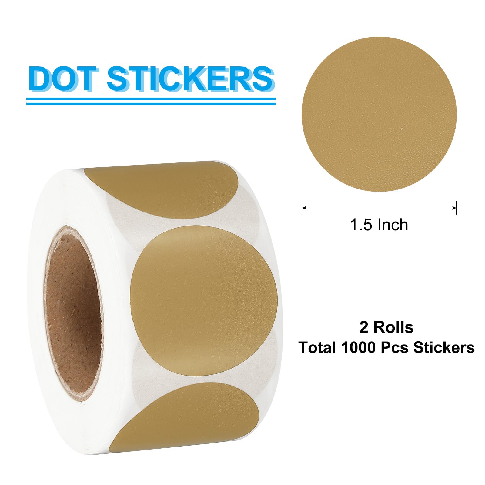1.5 Inch Round Thermal Labels - 2 Rolls 1000Pcs Circle Stickers For Thermal Printers